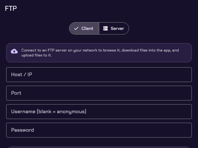 The FTP client on a handheld