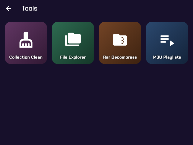 The Tools menu on a handheld